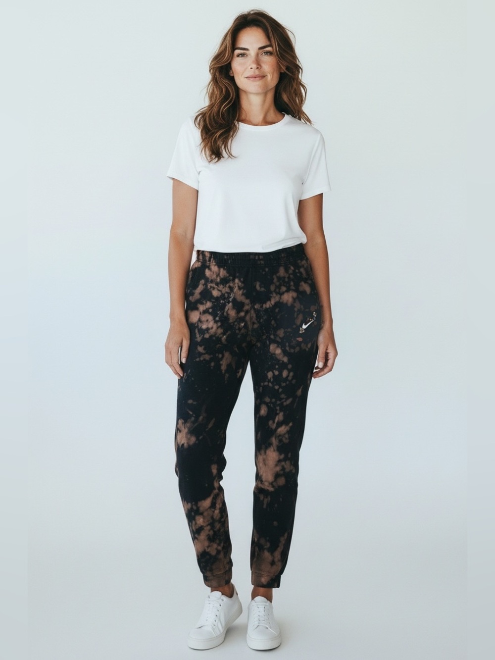 NIKE CUSTOM Tie-Dye Crewneck Sweatpants with Embroidered Swoosh Flowers and Bees